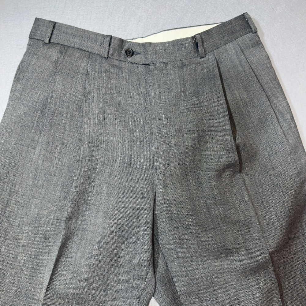 Chaps Ralph Lauren Dress‎ Pants Men 34x27.5 Gray Excellent Pleated Cuffed Hem